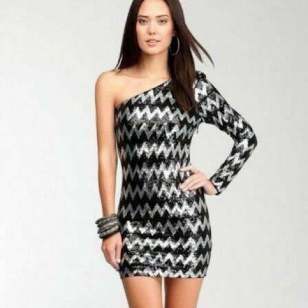Chevron sequin one-shoulder dress!